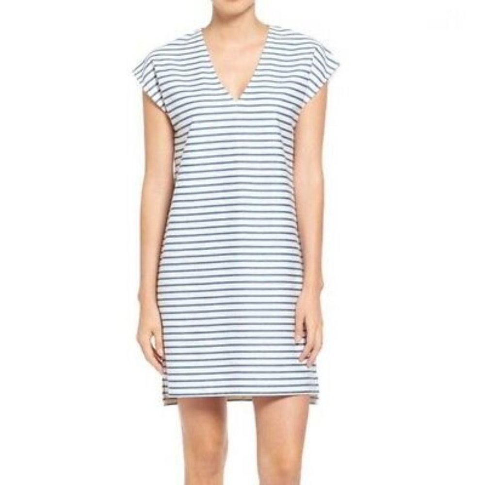 Madewell Blue & White Striped V-Neck Dress Size XS